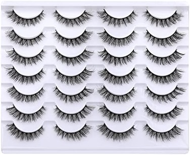 رموش عين القطة من نيوكالي، رموش صناعية ذات مظهر طبيعي، رموش صناعية قصيرة ثلاثية الأبعاد، منفوشة، 14 زوجًا