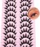 Fanxiton False Eyelashes 10 Pairs Manga Lashes Japanese Style Anime Thick Cosplay Lashes Natural Look 16Mm Spiky 8D Wispy Faux Mink Lashes Full Strip Doll Lashes
