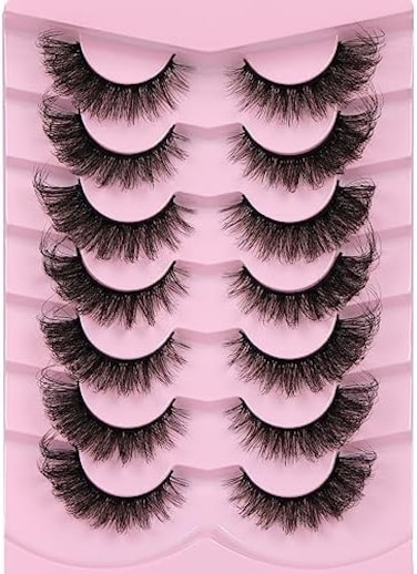Ruairie False Eyelashes Fluffy Wispy Fake Eyelashes Pack Natural Cat Eye Lashes 20Mm Long 8D Dramatic False Lashes Strip 7 Pairs Fox Eye Lashes