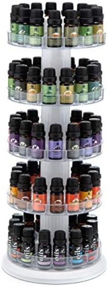 حامل عرض الزيت العطري الدوار من الأكريليك، رف دوار لمنظم زجاجات 75، تخزين 5 طبقات لزجاجات الطلاء، حامل طلاء الأظافر، التوابل، المكياج -Mk505A (5 طبقات)