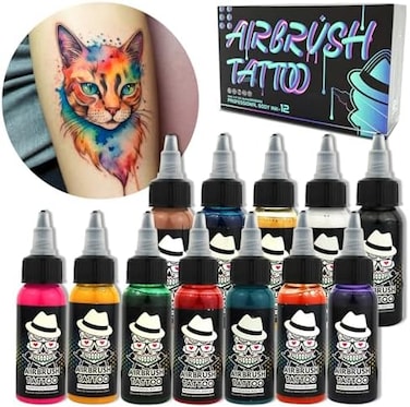 Ophir Airbrush Body Paint, 12X Airbrush Tattoo Ink Pigment Set For Airbrushing Temporary Tattoo Airbrush Body Tattoo Colors 1.06Oz/Bottle