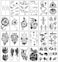 Yazhiji 36 Sheets Temporary Tattoos Stickers, 12 Sheets Fake Body Arm Chest Shoulder Tattoos For Men Or Women With 24 Sheets Tiny Black Tattoos