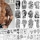 Yazhiji 36 Sheets Temporary Tattoos Stickers, 12 Sheets Fake Body Arm Chest Shoulder Tattoos For Men Or Women With 24 Sheets Tiny Black Tattoos