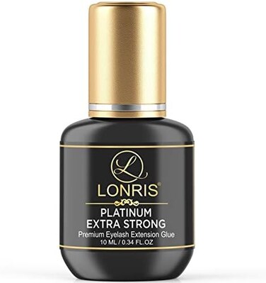 8-9 Weeks Retention/Volume Eyelash Extension Glue/Platinum Extra Strong Lash / 0.5-1 Sec Drying Time/Maximum Bonding/Semi-Permanent Extensions Supplies/Professional Use Black Adhesive (10 ml)