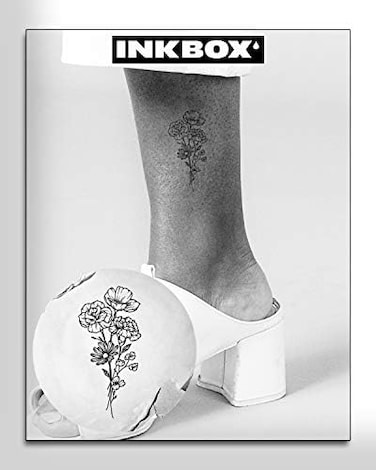 Inkbox Temporary Tattoos, Semi-Permanent Tattoo, One Premium Easy Long Lasting, Waterproof Temp Tattoo With For Now Ink - Lasts 1-2 Weeks, Peony Tattoo, 4 X 4 In, Amore