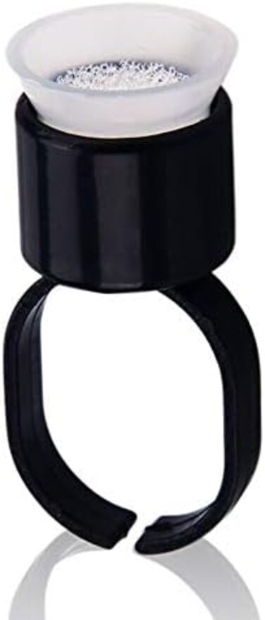 100 قطعة من غطاء حلقة الوشم الصباغ المحمولة Microblading الغراء الحبر الدائري كأس الإسفنج داخل حامل ماكياج دائم اكسسوارات التجميل (أسود)