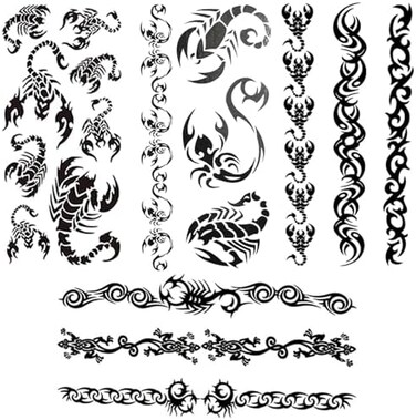 Yesallwas Black Bracelets Scorpion Totem Tattoo Stickers Temporary Tattoos Fake Tattoos 4 Sheets