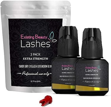 Existing Beauty Lashes Extra Strong Eyelash Extension Glue Adhesive For Professional Eyelash Extension Artists For Individual Eyelash Extensions: Drys In 1-2S With 6-7 Week Retention 5ml (2Pack)