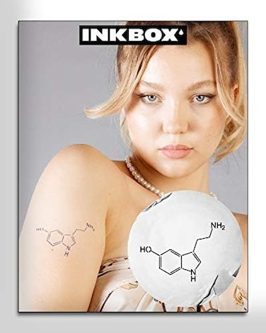 Inkbox Temporary Tattoos, Semi-Permanent Tattoo, One Premium Easy Long Lasting, Water-Resistant Temp Tattoo With For Now Ink - Lasts 1-2 Weeks, Chemistry Tattoo, 3 X 3 In, Serotonin