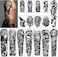 Yazhiji Full Arm Temporary Tattoos 8 Sheets And Half Arm Shoulder Waterproof Tattoos 8 Sheets, Extra Large Tattoo Stickers For Men And Women (22.83"X7.1")