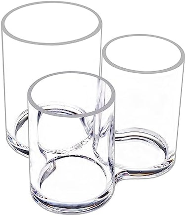 حامل فرشاة المكياج، منظم أقلام رصاص وفرشاة شعر وأظافر مع 3 فتحات، مصنوع من الأكريليك الشفاف مع جهاز تحكم عن بعد