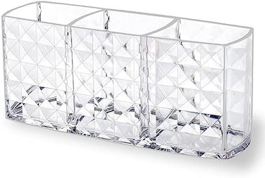 حامل فرشاة مكياج من أجل الغرور، منظم قلم فرشاة تحديد الشفاه صغير الحجم من الأكريليك الشفاف مع 3 فتحات