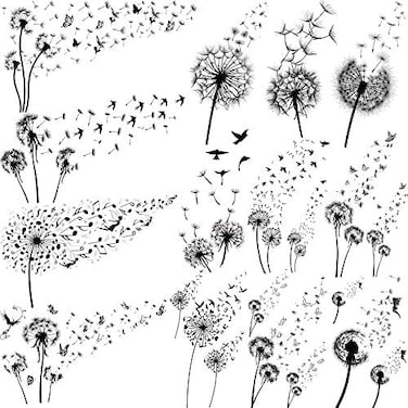 13 Sheets Beautiful Dandelion Temporary Tattoos For Women Realistic Flying Dandelion Birds Butterfly Fake Tattoos Flowers For Girls Kids Hand Wrist Neck Decoration Temp Tatoos Temporary Sticker