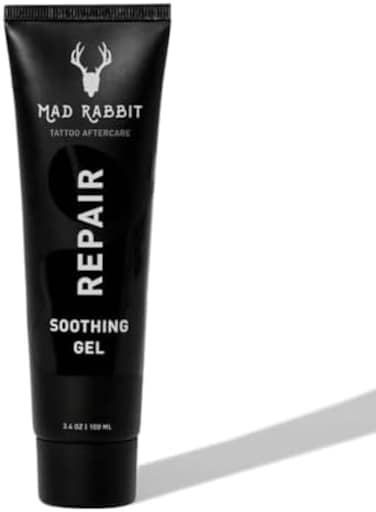 Mad Rabbit Tattoo Aftercare Soothing Gel &amp; Moisturizer As Seen On Shark Tank - Premium Tattoo Supplies For New Tattoo Care, Anti-Itch - Tattoo Care Gel Made With Clean Ingredients