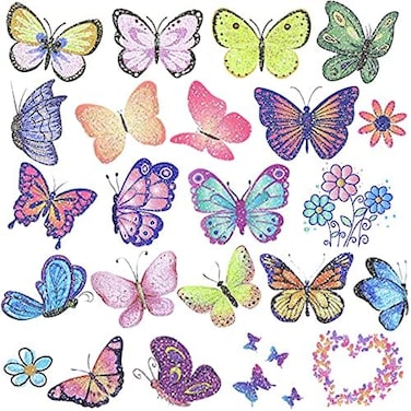 Ooopsiun Glitter Butterfly Temporary Tattoos For Girls -12 Sheets Butterfly Party Favors Decorations For Kids Women