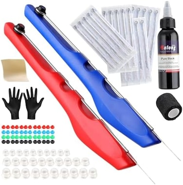 Solong Tattoo Professional 2Pcs Poke And Stick Kit Diy Hand Stick N Poke Pen Set Manual Kit With Ink Gloves Needles Home Supplies Gk803Tn01-Us