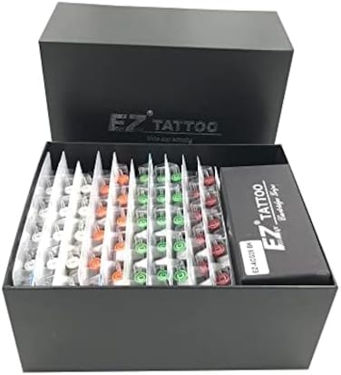 Eztat2 Ez 100 Pcs Revolution Tattoo Cartridge Needles Assorted 3Rl 5Rl 7Rl 5Rs 7Rs 7M1 9M1 11M1 9Cm 15Cm With 2 Aluminum Grips Mixed Tattoo Needles For Rotary Pen Machine Supply
