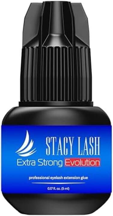 Stacy Lash Extra Strong Evolution Eyelash Extension Glue (0.17Fl.Oz / 5ml) / 1-2 Sec Drying Time/Retention &ndash; 8 Weeks/Maximum Bonding/Professional Use Only Black Adhesive/Semi-Permanent Extensions