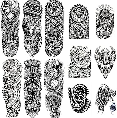 Leoars (Totem) - Full Sleeve Temporary Tattoos Totem Theme, Totem Half Arm Tattoos Temporary And Extra Large Full Arm Tattoo Sleeves For Men Women,12- Sheet