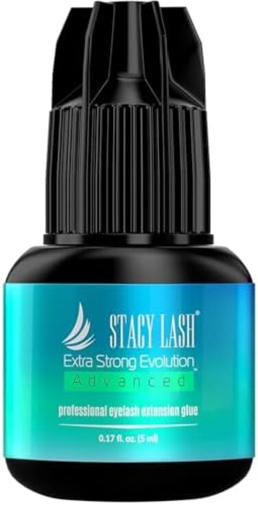 Stacy Lash Extra Strong Evolution Advanced Eyelash Extension Glue (0.17Fl.Oz/5ml)/ 1Sec Dry /6Weeks Retention/Black Adhesive/Professional Supplies