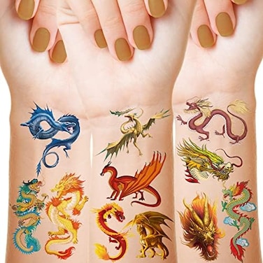Maitys 288 Pieces 18 Sheets Dragon Temporary Dragon Stickers Dragon For Kids Dragon Party Favor Supplies Decor