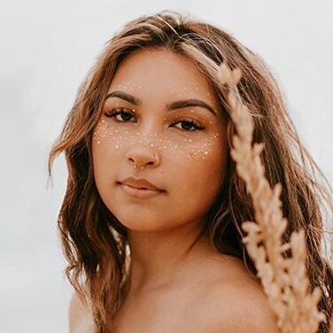 Flash Tattoos Pixie Dust Authentic Metallic Temporary Tattoos-2 Sheet Mini Pack, Includes Over 24 Premium Foil Waterproof Tattoos, Face Glitter, Face Gems, Festival, Face Freckles