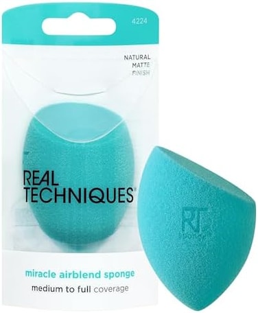 Real Techniques New Miracle Airblend Sponge For Foundation - Matt Finish (1 Pack)