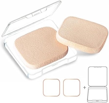 قطعتان من اسفنجات مكياج مربعة الشكل من كوبا مع حقيبة سفر واحدة، ومنتفخة بودرة مضغوطة للوجه، وخلاط تجميل لكريم أساس خالي من العيوب