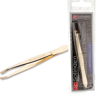 Solingen Stainless Steel Professional Slanted Tip Tweezers Best Shaped For Eyebrows Extensions Chin Cheek Face Facial Hair Made In Germany