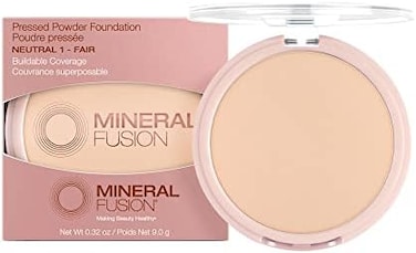 Mineral Fusion Pressed Powder Foundation, Neutral 1 - Fair Skin W/Peachy Undertones, Age Defying Foundation Makeup With Matte Finish, Talc Free Face Powder, Hypoallergenic, Cruelty-Free, 0.32 Oz