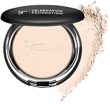It Cosmetics Celebration Foundation, Fair (W) - Full-Coverage, Anti-Ageing Powder Foundation - Blurs Pores, Wrinkles &amp; Imperfections - With Hydrolyzed Collagen &amp; Hyaluronic Acid - 9ml