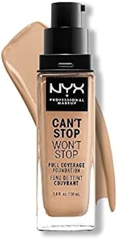 Nyx Professional Makeup Can'T Stop Won'T Stop Full Coverage Foundation, True Beige 08, 08 True Beige, 1 Fl Oz (Pack Of 1)