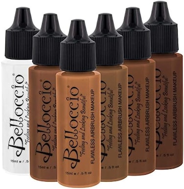 Belloccio Dark Color Shade Airbrush Makeup Foundation Set - Professional Cosmetic Airbrush Makeup In 1/2 Oz Bottles
