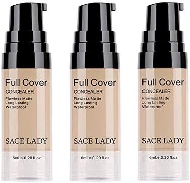 3 Pack Pro Full Cover Liquid Concealer, Waterproof Smooth Matte Flawless Finish Creamy Concealer Foundation For Eye Dark Circles Spot Concealer Makeup, Size: 3&times;6ml/0.20Fl Oz, Light Natural