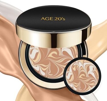 Age 20's Signature Intense Sunscreen Spf 50+ Foundation, Natural Coverage, Cushion Korean Makeup, 71% Essence Natural Dewy Finish, Refill Included, 23 Medium Beige (0.49 Oz X2 Ea)