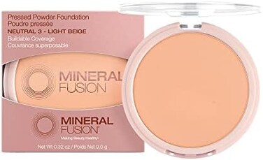 Mineral Fusion Pressed Powder Foundation, Neutral 3 - Med Skin W/Neutral Undertones, Age Defying Foundation Makeup With Matte Finish, Talc Free Face Powder, Hypoallergenic, Cruelty-Free, 0.32 Oz