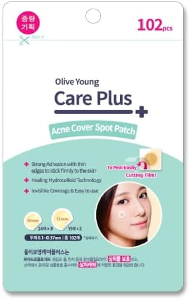Care Plus Spot Pimple Patches 1Pack(102 Count) - Hydrocolloid Bandages, Sticker Pack For Acne, Blemishes, And Zits, (10Mm*72Ea+12Mm*30Ea)