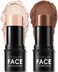 Focallure 2 Pcs Contour Foundation Stick, Highlighter &amp; Bronzer Pen, Face Brightens &amp; Shades Pencil, Highlighting Shade Longwear Makeup, Highlight Bronzer Shaping Trimming Stick,Neutral