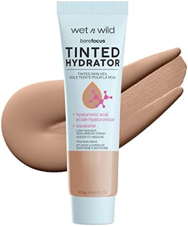 Wet N Wild Bare Focus Tinted Hydrator Matte Natural Finish, Oil-Free Tinted Face Moisturizer Makeup, Hyaluronic Acid, Squalane, Sheer To Medium Coverage, Tan Medium Deep