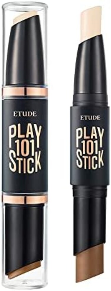 Etude Play 101 Stick Contour Duo #2(21Ad), Creamy Shading And Highlighter Duo For Easy Contouring Makeup, Kbeauty
