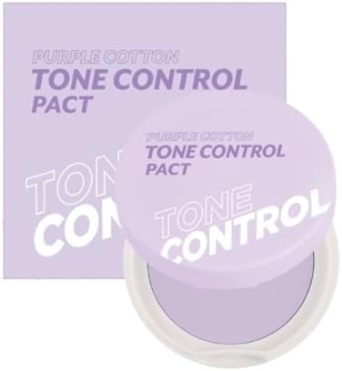 I'M Meme Compact - Purple Cotton Tone Control Pact, Korean Pressed Setting Powder With Berry Complex, Mineral, Translucent, For Blurring Effect, Makeup Compact, Mother's Day, 0.35 Oz