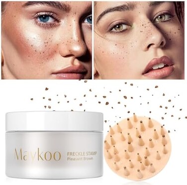 Freckle Stamp Natural Like Freckle Pen Makeup Fake Freckles Cushion Waterproof Long Lasting Quick Dry, Get Sun-Kissed Stars Makeup Freckle In One Press, Pleasant Brown (Coffee), 15G
