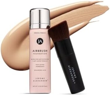 Jerome Alexander Magicminerals Airbrush Foundation &ndash; 2Pc Set With Airbrush Foundation And Kabuki Brush - Spray Makeup With Anti-Aging Ingredients For Smooth Radiant Skin (Bright Light)