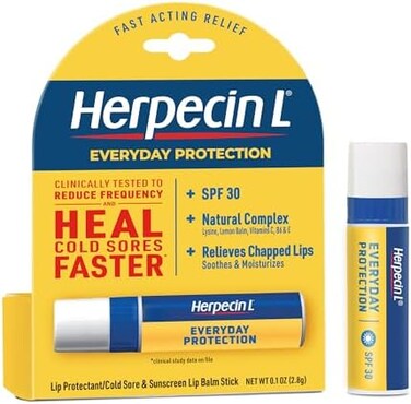 Herpecin L Lip Balm Stick 30 Spf 0.1 Ounce Tube Cold Sore Sun &amp; Fever Blisters And Chapped Lips Relief Lip Balm With Spf30 And Lysine