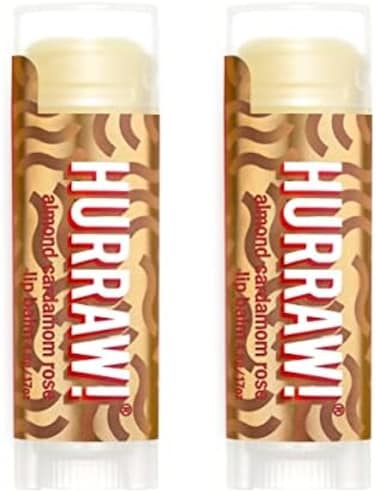 Hurraw! Almond, Cardamom, Rose (Vata) Lip Balm, 2 Pack: Organic, Certified Vegan, Cruelty And Gluten Free. Non-Gmo, 100% Natural Ingredients. Bee, Shea, Soy And Palm Free. Made In USA