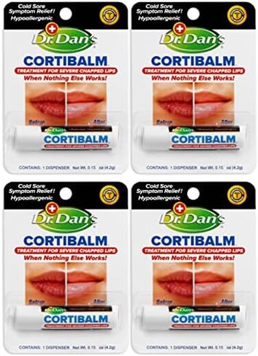 Dr. Dan's Cortibalm Lip Balm For Chapped Lips, 4 Count