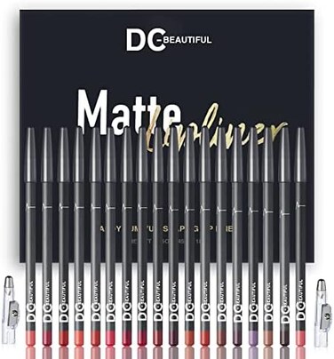 مجموعة أقلام تحديد الشفاه مكونة من 18 لونًا مع مبراتين، أقلام تحديد الشفاه الناعمة الفاخرة المقاومة للماء، محدد شفاه مكياج غير لامع يدوم طويلاً