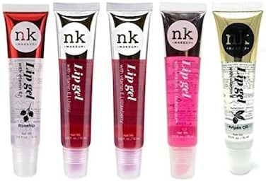 5 Pack Nk Lip Gel With Vitamin E Bubble Gum, Argan, Strawberry, Cherry And Rosehip Lip Gloss