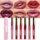 Evpct 6Pcs Matte To Glitter Liquid Lipstick Long Lasting Lip Set Kit,6 Color Diamond Dark Red Pink Purple Mauve Glitter Sparkly Glossy Metallic Shimmer Sparkle Waterproof Lipstick Lip Gloss For Women