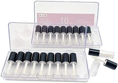 Empty Lip Gloss Tubes With Wand,3.5ml Black Cap Mini Refillable Lip Gloss Containers,Diy Lip Gloss Making Kit,With 2Pcs Box&amp;2Pcs Funnel &amp; 20Pcsrubber Stoppers (20Pcs In Two Boxes)